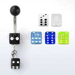 bndid 316l steel belly banana w 5 6mm dangling uv dices