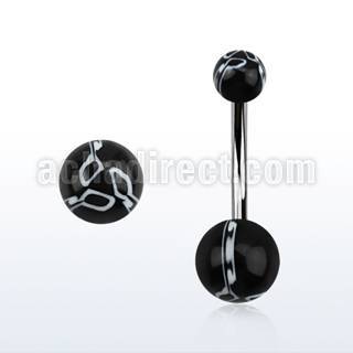bndxx steel belly banana w black white acrylic flower balls