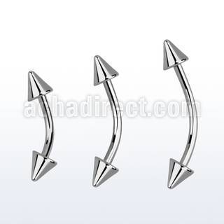 bne20cn 316l steel eyebrow banana with two 3mm cones