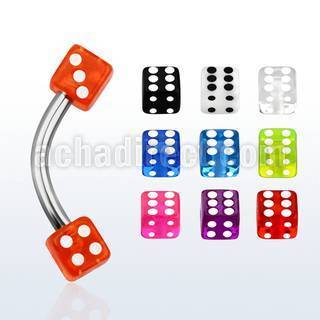 bne2di surgical steel eyebrow banana with 3mm uv dice