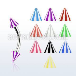 bnebecn 316l steel eyebrow banana with 3mm acrylic beach cone