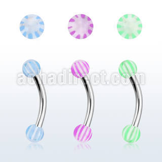 bnedxw steel eyebrow banana w 3mm acrylic balls w star pattern
