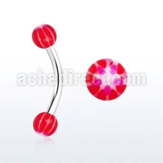bnedxz steel eyebrow banana w 3mm balls w a red white star