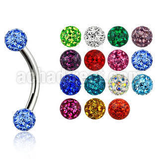 bnefr3 316l steel eyebrow banana with 3mm crystal ball w resin