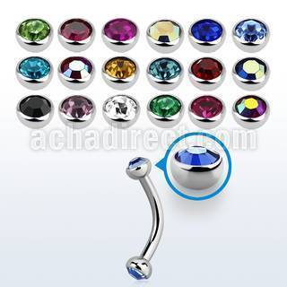 bnehjb3 316l steel eyebrow banana with 3mm bezel set balls