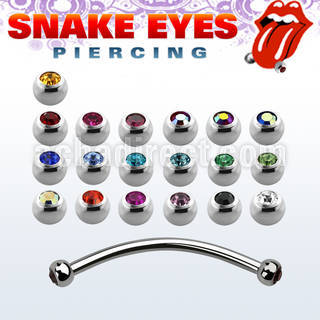 bnejb25l 316l steel snake bite banana w 2 tiny 2 5mm jewel balls