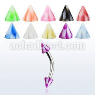 bnenck 316l steel eyebrow banana with 3mm acrylic checkered cone