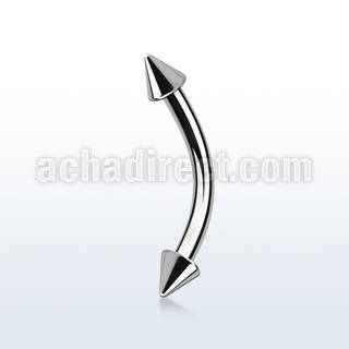 bnenx25 surgical steel eyebrow banana with two 2 5mm cones