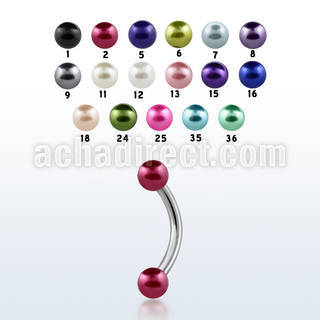 bnepr 316l steel eyebrow banana with 3mm faux pear balls