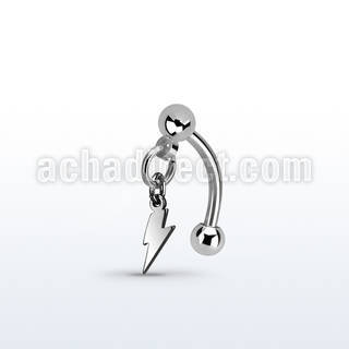 bnerlit1 316l steel eyebrow banana w dangling lightning symbol