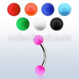 bnesab 316l steel eyebrow banana w acrylic solid colored ball
