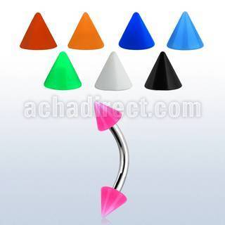 bnesacn 316l steel eyebrow banana w 3mm solid color acrylic cone