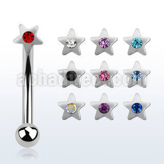 bnesrc 316l steel eyebrow banana with central crystal star