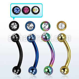bnet2c anodized 316l steel eyebrow banana with 3mm bezel ball
