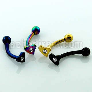 bnethc anodized 316l steel eyebrow banana w crystal heart