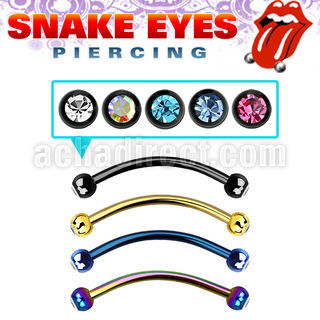 bnetj25l anodized steel snake bite banana w 2.5mm jewel balls