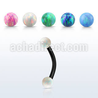 bnetop3 anodized steel eyebrow banana w 3mm synthetic opal balls