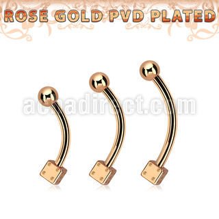 bnettdi rose gold steel eyebrow banana w one 3mm dice 1 ball