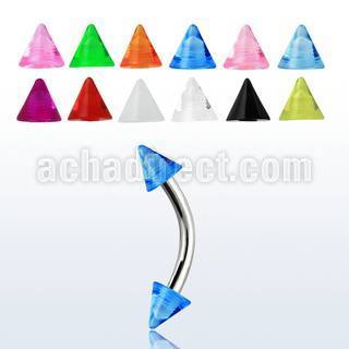 bneuvcn 316l steel eyebrow banana with 3mm uv acrylic cone