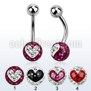 bnfr8b 316l steel belly banana w heart ferido resined ball