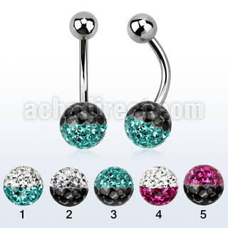 bnfr8e piercing ombligo acero quirurgico bola acero 5mm bola multi cristal ferido colores venta