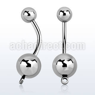 bngh 316l steel belly banana w 8 5mm plain steel ball w hook