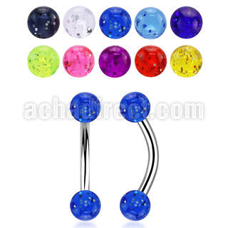 bngt5 316l steel belly banana acrylic glitter balls 5mm