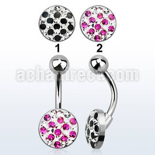 bnmtj23 steel belly banana w flat w crystals in a dotted design
