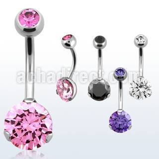 bnrdz8jb 316l steel casting belly banana w prong cz bezel ball