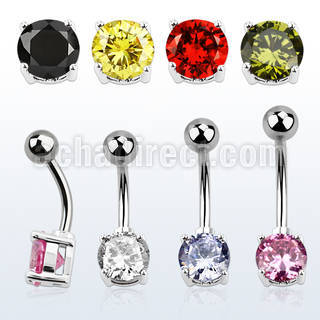 bnrdz steel belly banana w an 7mm prong set round cz stone