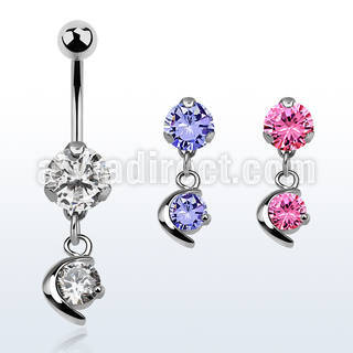 bnrz8 piercing ombligo acero quirurgico zirconia 8mm colgante luna zirconia redonda 38 10mm distribuidor mayorista