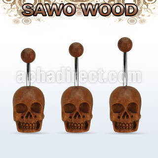 bnsask steel belly banana w hand carved sawo wood skull