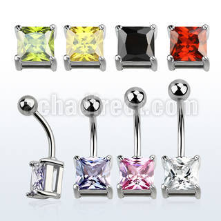 bnsqz steel belly banana w an 7mm prong set square cz stone