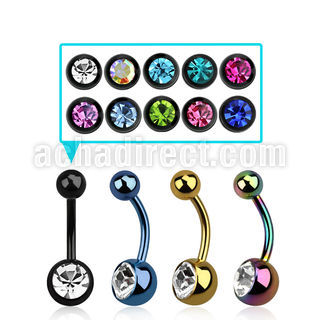 bnt1cg pvd 316l steel belly banana w 8mm jewel steel ball