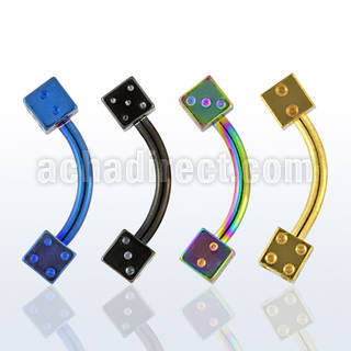 bnt2di anodized 316l steel eyebrow banana w 3mm dice