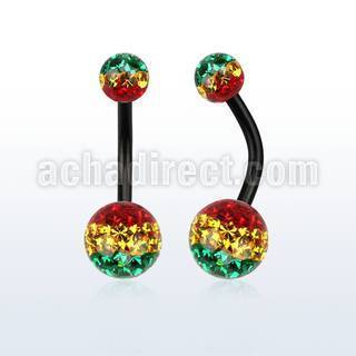bnt2frgr anodized 316l steel belly banana w rasta ferido ball
