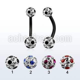 bnt2frsa anodized 316l steel belly banana w dotted ferido ball