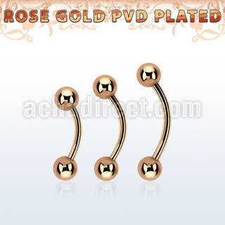 bnttb5 rose gold steel eyebrow banana w 2 5mm balls