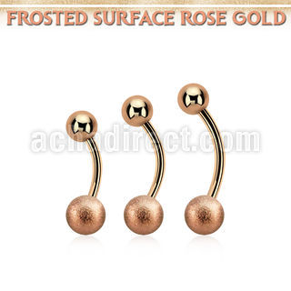 bnttfo6 rose gold steel belly banana w 6mm frosted steel ball