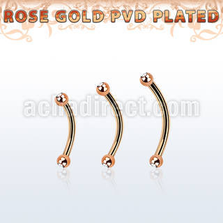 bnttjb25 rose gold plated steel eyebrow banana w 2.5mm jewel ball