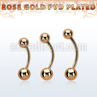 bntts rose gold steel belly banana with 5mm 6mm balls