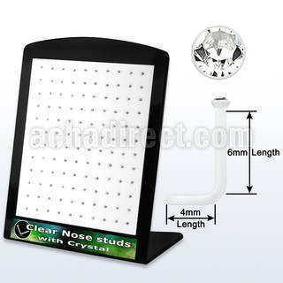 board w 120 acrylic nose studs w 1.5mm clear crystals