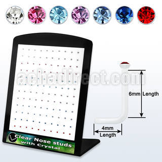 board w 120 acrylic nose studs w 1.5mm color crystals