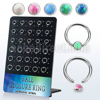 board w 30 steel ball closure ring w 3mm disk with opal