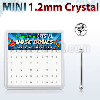 box silver nose bones w 1.2mm clear crystals
