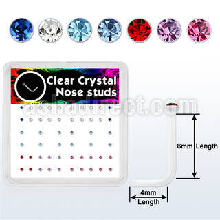 box w 52 acrylic nose studs w 1.5mm color crystals