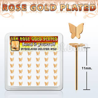 box w rose gold silver bend it nose studs w butterfly