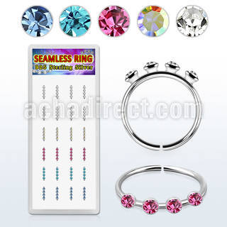 box w silver seamless nose hoop w 4 color 1.5mm crystals 