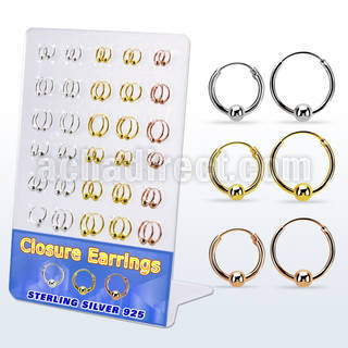 br410m board w gold silver ball closure earring 16 3 4mm ball