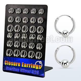 br510 board w 30 silver ball closure earrings 14g 4 5mm balls